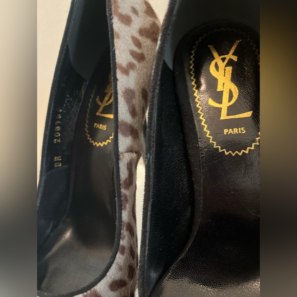 YSL Tribute Pony Hair Leopard Pump UNILEOPARD ANTHRACITE - Picture 6 of 12